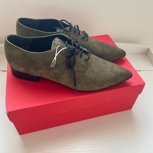 George J. Love Suede Oxford Shoes Olive Green EU 38/ US 7.5--8 made in Italy NWT